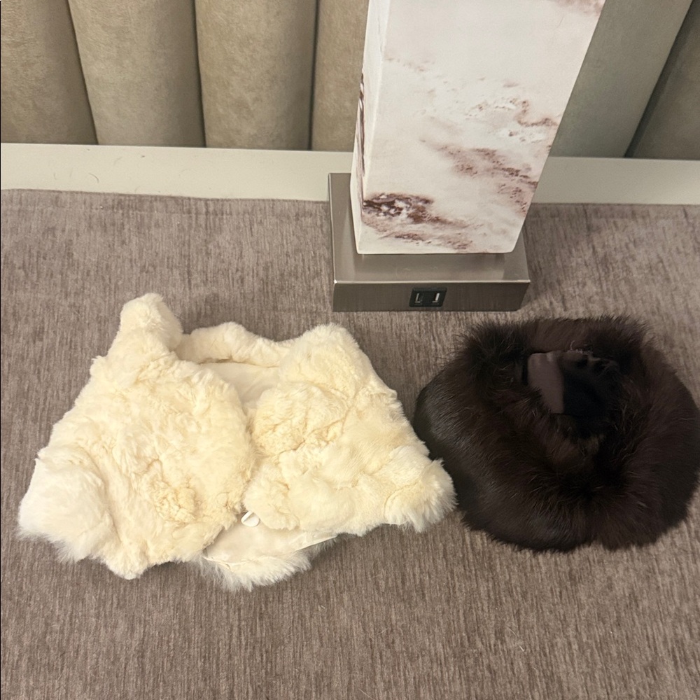 Little girl real fur collars.  Bundle of 2